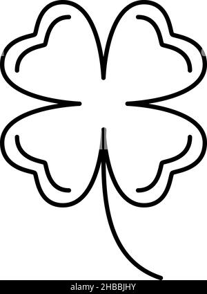 Four Leaf Clover Outline Icon Vector Stock Vector