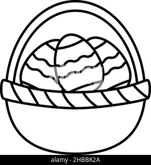 Basket With Egg Outline Icon Vector Stock Vector