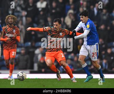 Birmingham City's Maxime Colin (left) and Blackburn Rovers' John Buckley battle for the ball during the Sky Bet Championship match at Ewood Park, Blackburn. Picture date: Saturday December 18, 2021. Stock Photo