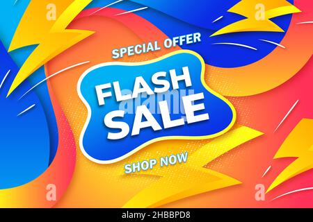 Stylish gradient flash sale banner with bright colorful design Stock Vector