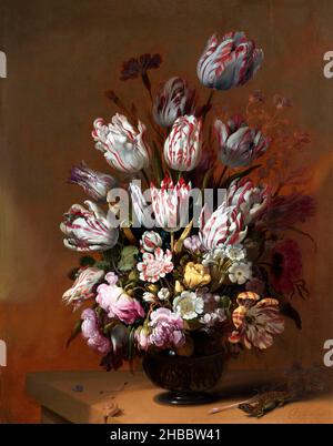 Floral Still Life by Hans Bollongier or Boulenger (1600-1645), oil on panel, 1639 Stock Photo