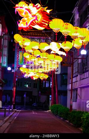 Chinese lantern street in Yokohama Chinatown Japan at night Stock Photo