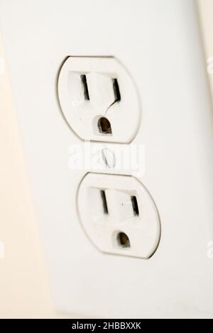 North American U.S. electrical socket outlet plug isolated on white background Stock Photo