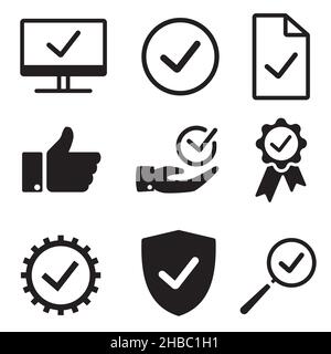 Quality, standard and rating set icon in simple style on white background Stock Vector