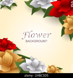 Floral background with chinese flower decoration Stock Vector