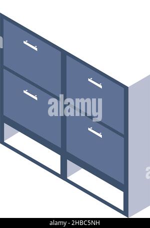 Element furniture case for safe office document. Vector furniture case for books in office isolated, element icon storage illustration Stock Vector