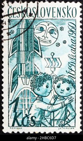 CZECHOSLOVAKIA - CIRCA 1961: a stamp printed in the Czechoslovakia shows Puppets, Toys, circa 1961 Stock Photo