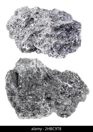 set of Graphite stones cutout on white background Stock Photo