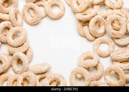bagels in white glaze on a white background Stock Photo