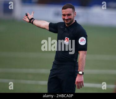 Billericay, UK. 18th Dec, 2021. BILLERICAY, ENGLAND - DECEMBER 18: Referee Greg Rollason during The Vanarama National League - Vanarama National League South between Billericay Town and Chelmsford City at New Lodge Stadium, Billericay, UK on 18th December 2021 Credit: Action Foto Sport/Alamy Live News Stock Photo