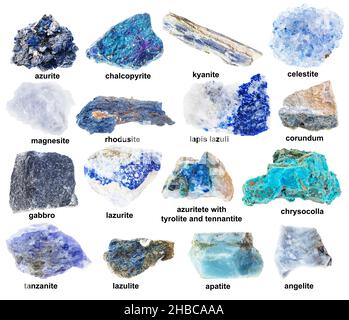 various raw rocks with names isolated on white Stock Photo - Alamy