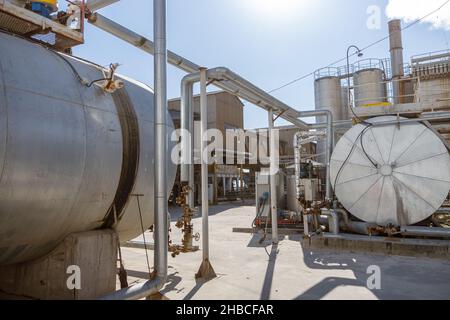 View on industrial zone of modern construction plant Stock Photo