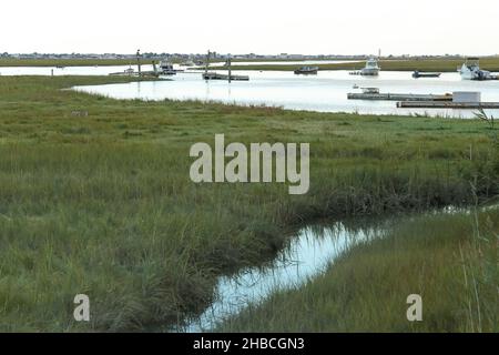 Located in Northeastern Massachusetts, Salisbury beach is very popular in the summer months. Lots of summer residents have turned their houses into fu Stock Photo