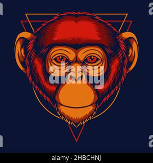 Chimpanzee head vector illustration Stock Vector