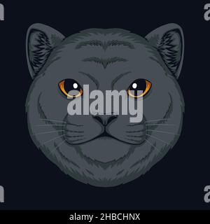 Cat British Shorthair head vector illustration Stock Vector