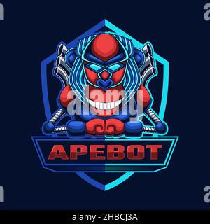 Monkey robot esports logo vector illustration Stock Vector