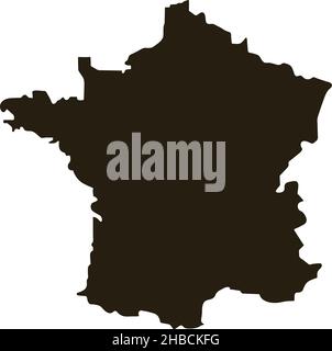 France - solid black silhouette map of country area. Simple flat vector ...