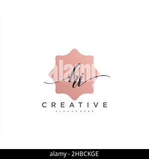 HI Initial handwriting minimalist geometric logo template vector art, Logo for business beauty, fashion, and other art Stock Vector