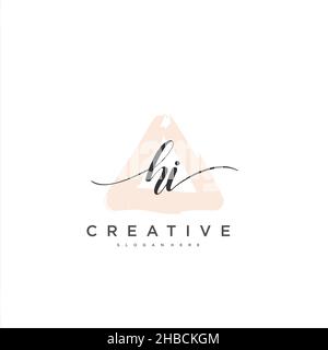 HI Initial handwriting minimalist geometric logo template vector art, Logo for business beauty, fashion, and other art Stock Vector
