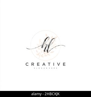 HL Initial handwriting minimalist geometric logo template vector art, Logo for business beauty, fashion, and other art Stock Vector