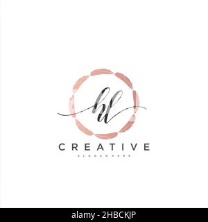 HL Initial handwriting minimalist geometric logo template vector art, Logo for business beauty, fashion, and other art Stock Vector