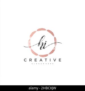 HI Initial handwriting minimalist geometric logo template vector art, Logo for business beauty, fashion, and other art Stock Vector