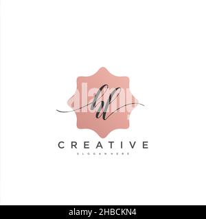 HL Initial handwriting minimalist geometric logo template vector art, Logo for business beauty, fashion, and other art Stock Vector