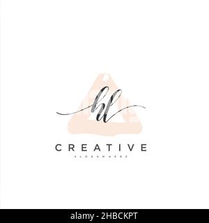 HL Initial handwriting minimalist geometric logo template vector art, Logo for business beauty, fashion, and other art Stock Vector