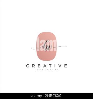 HO Initial handwriting minimalist geometric logo template vector art, Logo for business beauty, fashion, and other art Stock Vector