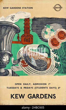 Edward Bawden - Kew Gardens (Poster for London Transport) 1936 - Vintage advertisement for London Underground Stock Photo