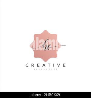 HO Initial handwriting minimalist geometric logo template vector art, Logo for business beauty, fashion, and other art Stock Vector