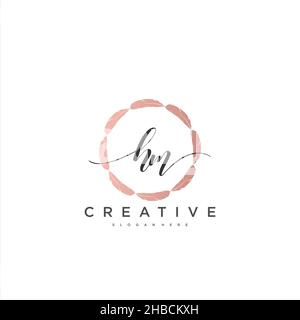 HM Initial handwriting minimalist geometric logo template vector art, Logo for business beauty, fashion, and other art Stock Vector