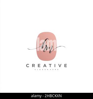 HM Initial handwriting minimalist geometric logo template vector art, Logo for business beauty, fashion, and other art Stock Vector