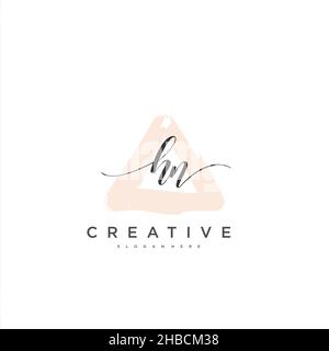 HN Initial handwriting minimalist geometric logo template vector art, Logo for business beauty, fashion, and other art Stock Vector
