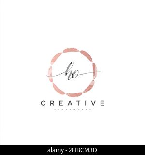 HO Initial handwriting minimalist geometric logo template vector art, Logo for business beauty, fashion, and other art Stock Vector