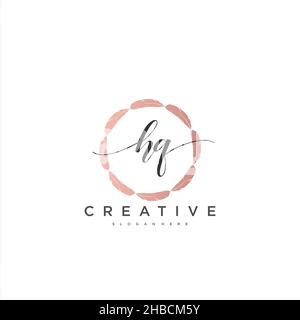 HQ Initial handwriting minimalist geometric logo template vector art, Logo for business beauty, fashion, and other art Stock Vector