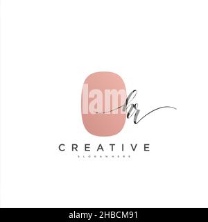 HR Initial handwriting minimalist geometric logo template vector art, Logo for business beauty, fashion, and other art Stock Vector