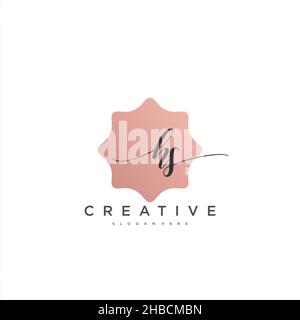 HS Initial handwriting minimalist geometric logo template vector art, Logo for business beauty, fashion, and other art Stock Vector