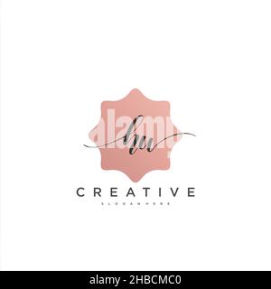 HW Initial handwriting minimalist geometric logo template vector art, Logo for business beauty, fashion, and other art Stock Vector