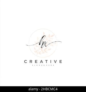 HX Initial handwriting minimalist geometric logo template vector art, Logo for business beauty, fashion, and other art Stock Vector