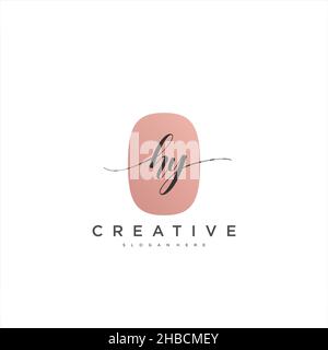 HY Initial handwriting minimalist geometric logo template vector art, Logo for business beauty, fashion, and other art Stock Vector