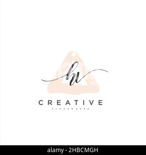HV Initial handwriting minimalist geometric logo template vector art, Logo for business beauty, fashion, and other art Stock Vector
