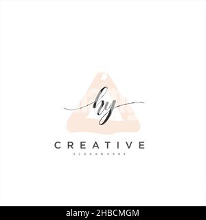 HY Initial handwriting minimalist geometric logo template vector art, Logo for business beauty, fashion, and other art Stock Vector