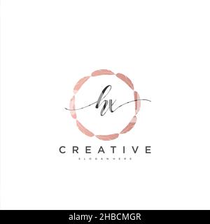 HX Initial handwriting minimalist geometric logo template vector art, Logo for business beauty, fashion, and other art Stock Vector
