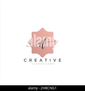IF Initial handwriting minimalist geometric logo template vector art, Logo for business beauty, fashion, and other art Stock Vector