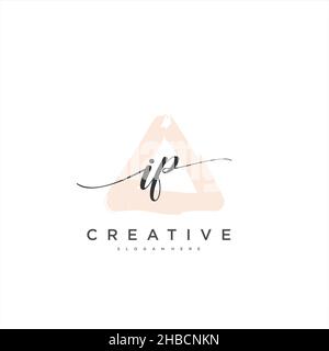 IP Initial handwriting minimalist geometric logo template vector art, Logo for business beauty, fashion, and other art Stock Vector