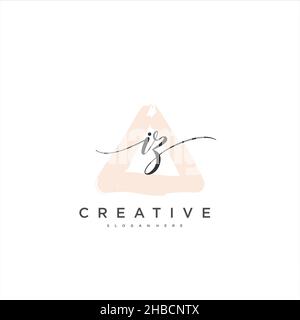 IZ Initial handwriting minimalist geometric logo template vector art, Logo for business beauty, fashion, and other art Stock Vector