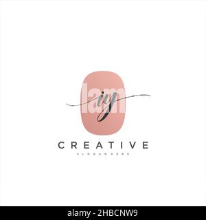 IY Initial handwriting minimalist geometric logo template vector art, Logo for business beauty, fashion, and other art Stock Vector
