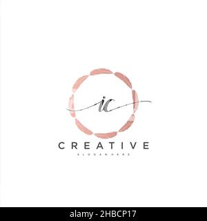IC Initial handwriting minimalist geometric logo template vector art, Logo for business beauty, fashion, and other art Stock Vector