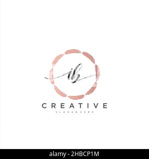 IB Initial handwriting minimalist geometric logo template vector art, Logo for business beauty, fashion, and other art Stock Vector